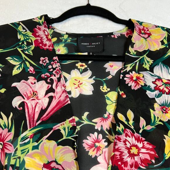 Romeo & Juliet Couture Floral Print Open Front Cocoon Kimono Size Small Colorful - Picture 3 of 8